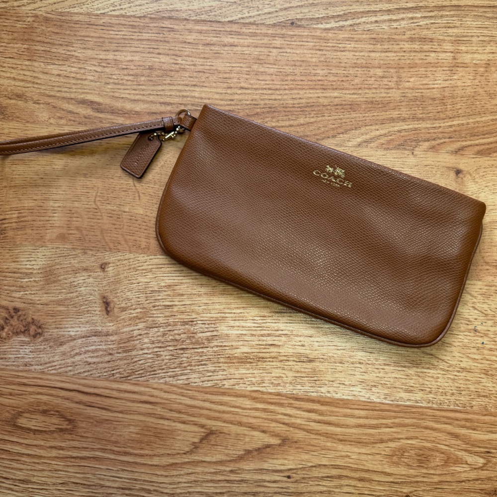 Coach Tan Leather Wristlet